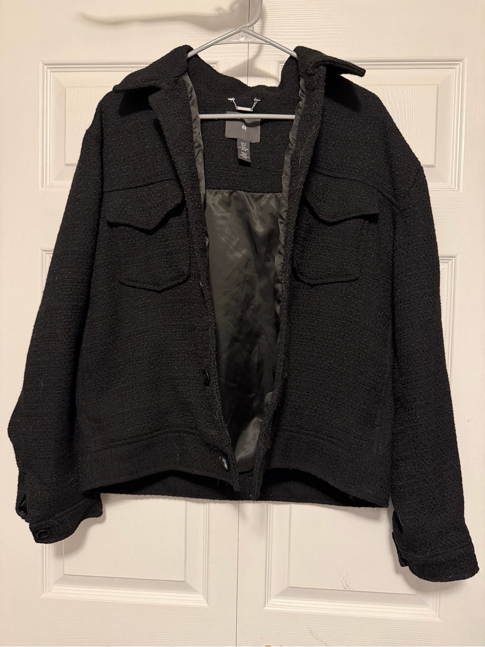Black Men’s Textured Button-Front Jacket